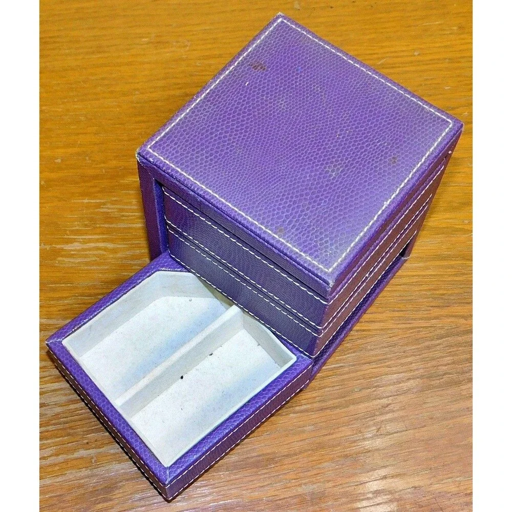 Vintage Faux Leather Purple Jewelry Box